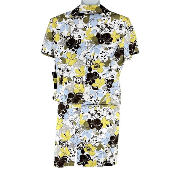 Tahari Arthur S Levine NWT18 Floral 2 Piece Set Short Sleeve Blazer Skirt Office - Picture 3 of 16